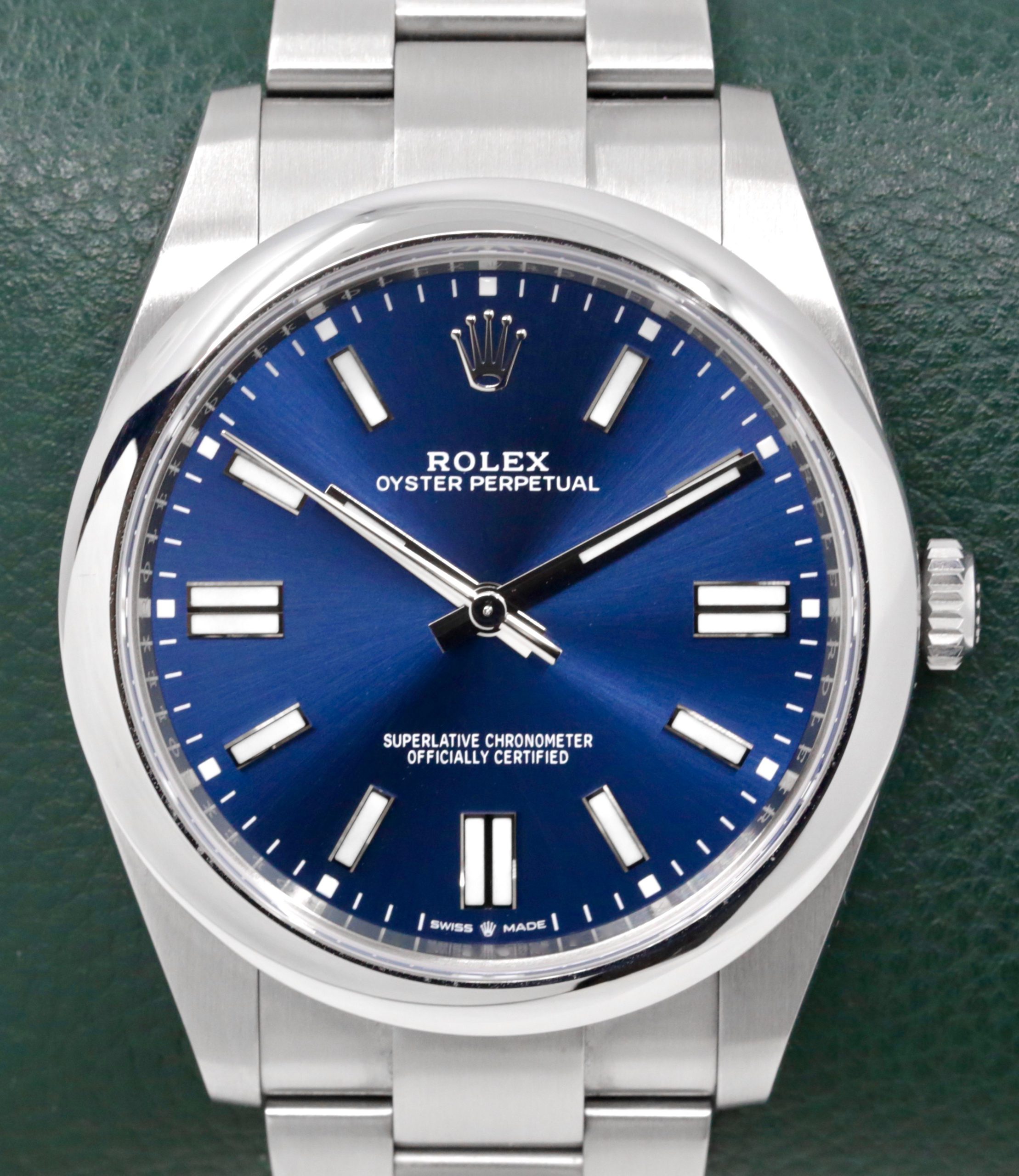 Rolex Oyster Perpetual 41, Stainless Steel, Bright Blue Index Dial, on Stainless Steel Rolex Oyster Bracelet, Ref.124300, Circa: 2022, Complete with Box, Books, Rolex Warranty Card & Balance of 5 Year Rolex Factory Warranty