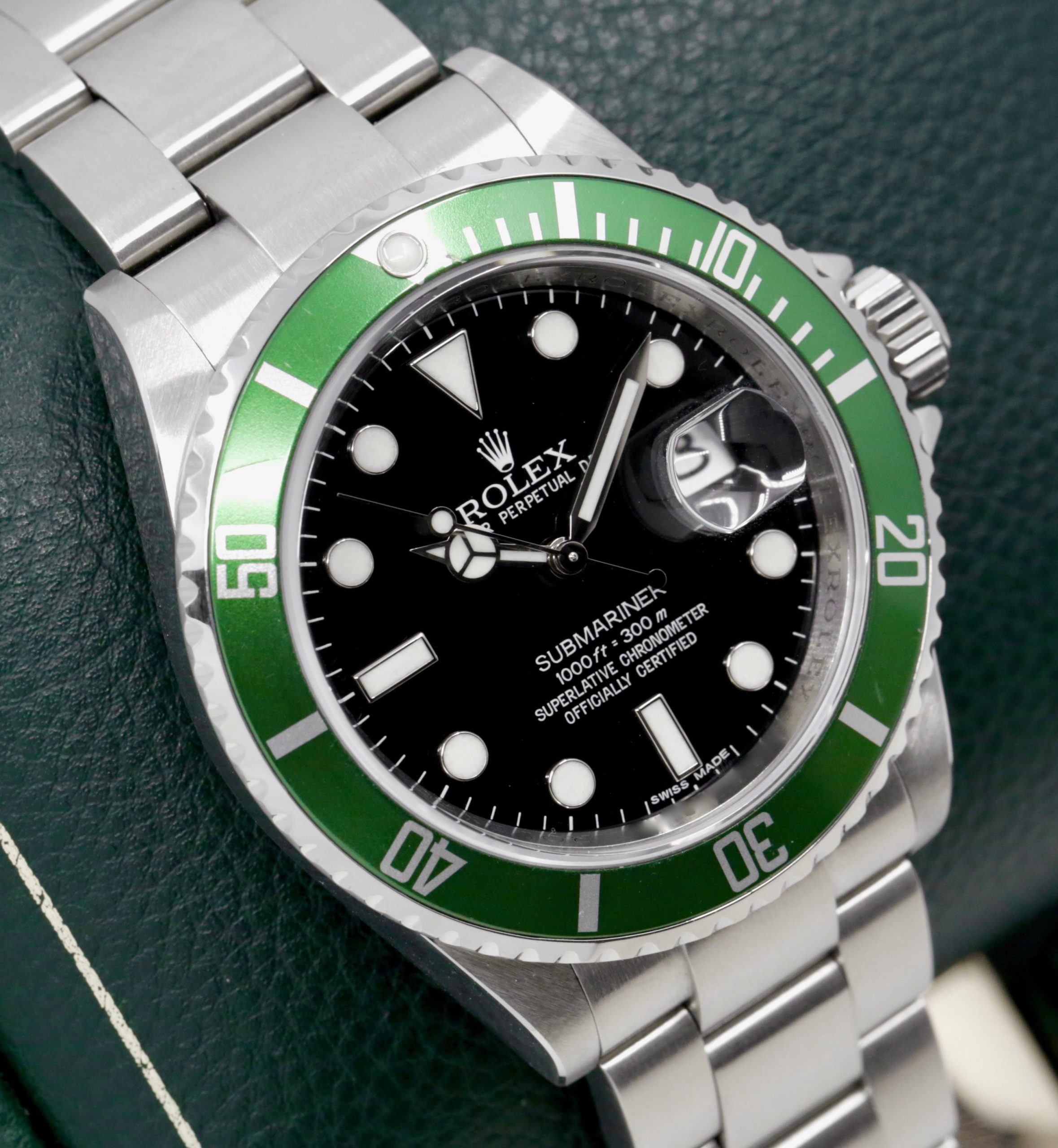 Rolex Submariner Date "Kermit", Stainless Steel, Green Bezel, Black Dial, on Stainless Steel Rolex Oyster Bracelet, Ref. 16610LV, Circa: 2010, with Box, Rolex Warranty Card & Rolex Service Card Dated March 2020 - Image 2
