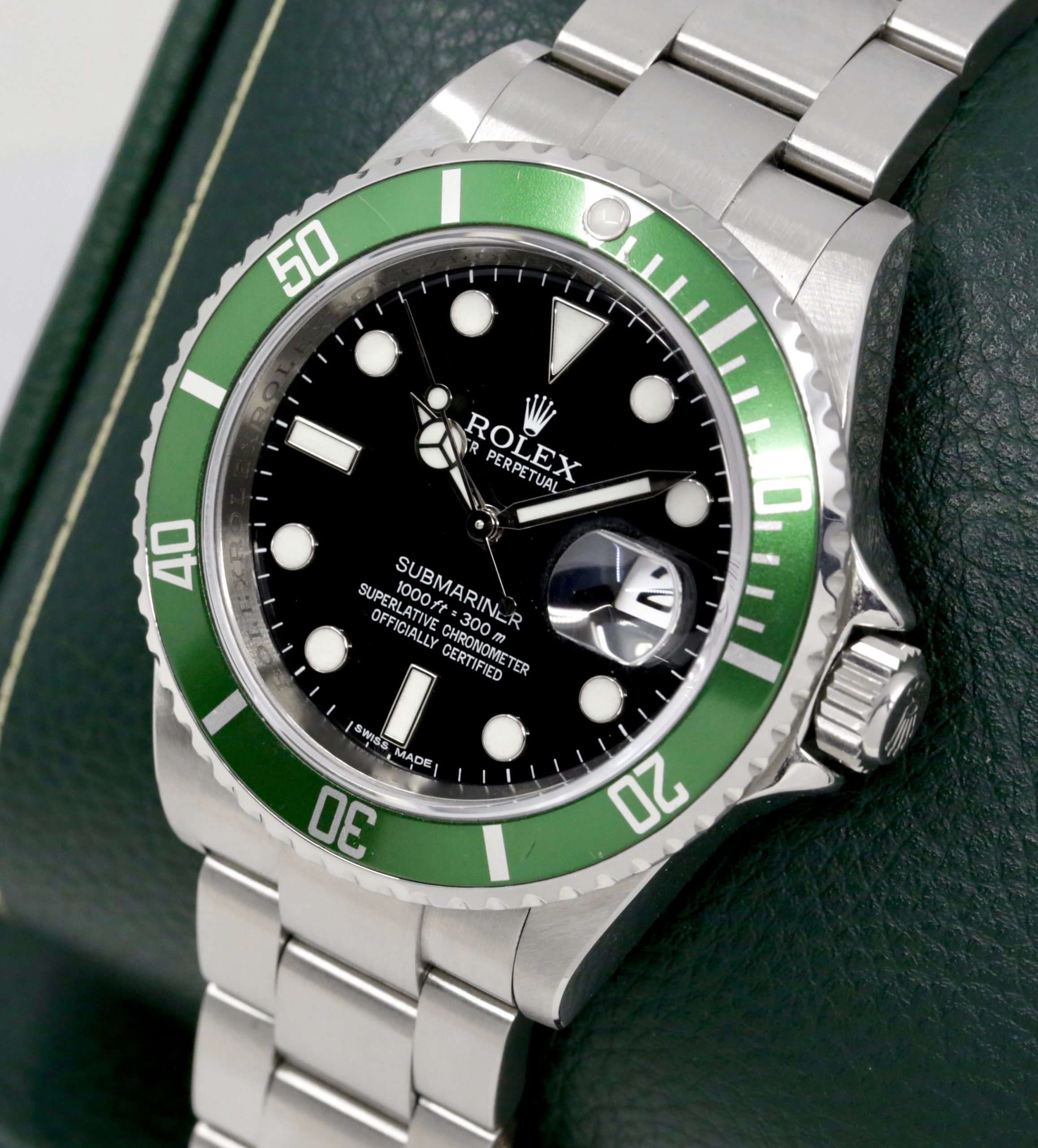 Rolex Submariner Date "Kermit", Stainless Steel, Green Bezel, Black Dial, on Stainless Steel Rolex Oyster Bracelet, Ref. 16610LV, Circa: 2010, with Box, Rolex Warranty Card & Rolex Service Card Dated March 2020 - Image 3