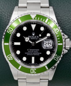 Rolex Oyster Perpetual Submariner Date,"Kermit", Stainless Steel, Green Bezel , Black Index Dial, on Stainless Steel Rolex Oyster Bracelet, Ref. 16610LV, Circa: 2009,with Box, Books, Rolex Warranty Card, Rolex Service Card & Balance of 2 Year Rolex Service Warranty