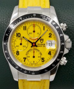 Tudor Tiger Prince Chronograph, Stainless Steel, Yellow Arab Dial, on Yellow Tudor Sharkskin Leather Strap with Stainless Steel Tudor Deployant, Ref. 79260, Circa: 1999, with Box, Books & Tudor Warranty Certificate