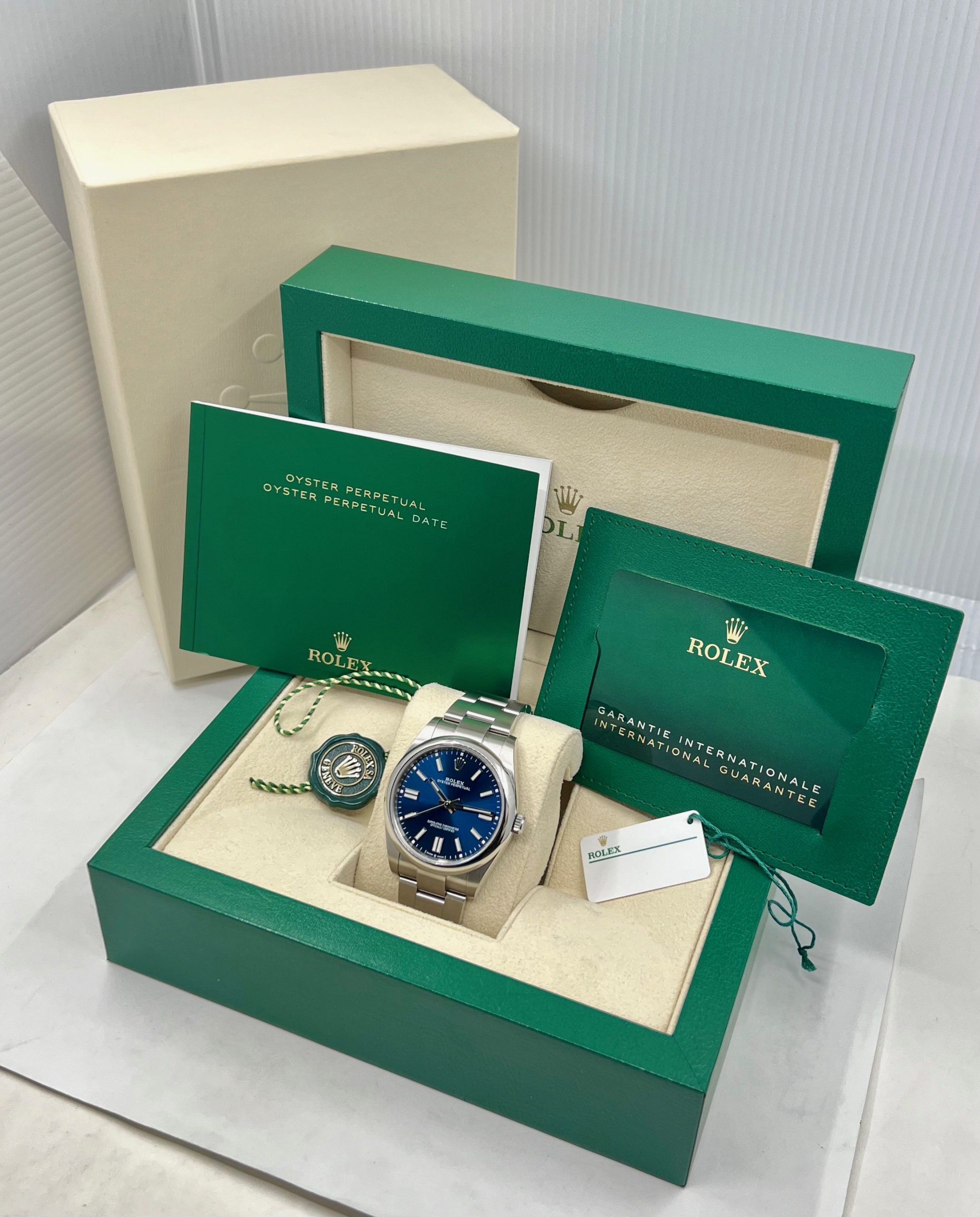 Rolex Oyster Perpetual 41, Stainless Steel, Bright Blue Index Dial, on Stainless Steel Rolex Oyster Bracelet, Ref.124300, Circa: 2022, Complete with Box, Books, Rolex Warranty Card & Balance of 5 Year Rolex Factory Warranty - Image 7
