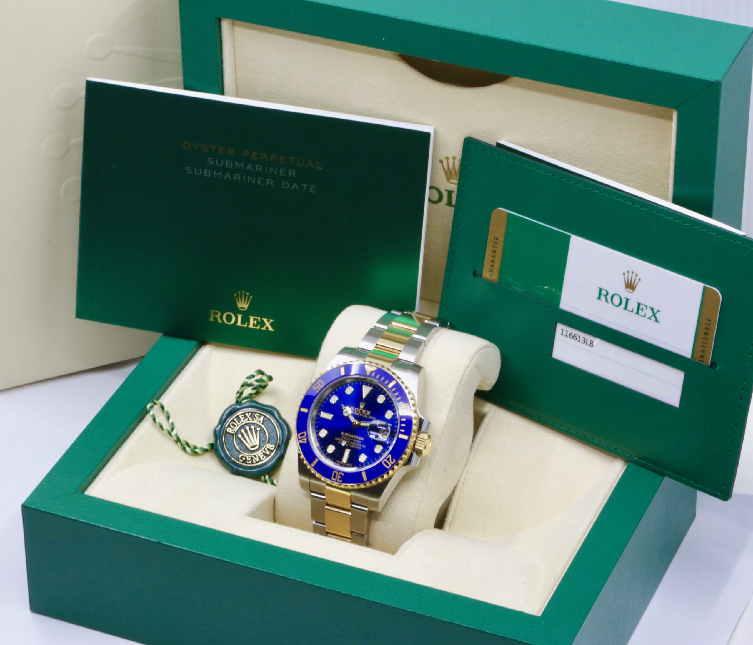 Rolex Submariner Date "Bluesy", Stainless Steel & 18ct Yellow Gold, Blue Ceramic Bezel, Blue Index Dial, on Stainless Steel & 18ct Yellow Gold Rolex Oyster Bracelet, Ref. 116613LB, Circa: 2019, with Box, Books, Rolex Warranty Card & Balance of 5 Year Rolex Factory Warranty - Image 8