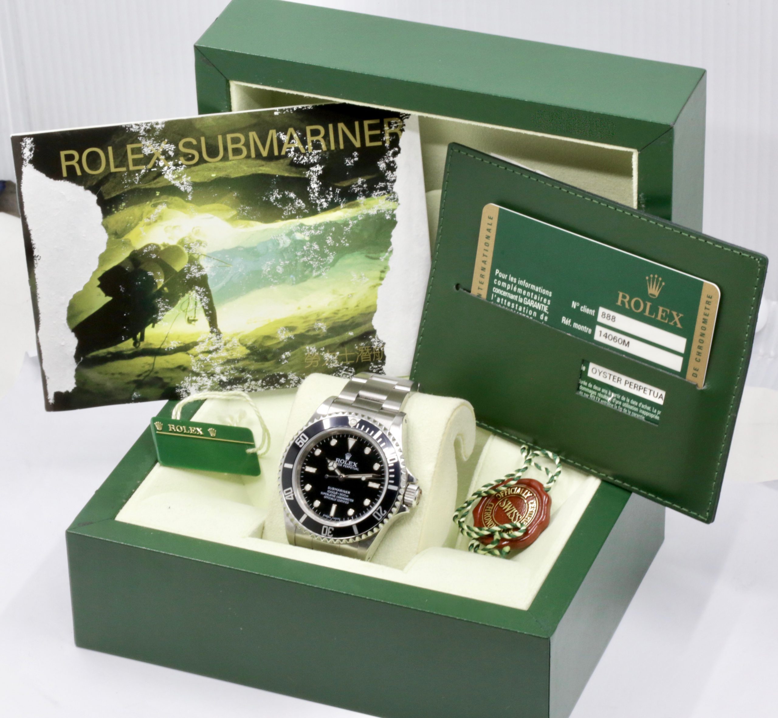 Rolex Oyster Perpetual Submariner Non-Date "4 Liner", in Stainless Steel, Black Index Dial, on Stainless Steel Rolex Oyster Bracelet, Ref.14060M, Circa: 2009, with Box, Book & Rolex Warranty Card - Image 7