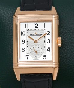 Jaeger LeCoultre Reverso Classic Large Duoface 18ct Rose Gold, features two time zones. JLC alligator band and 18ct rose gold Tang buckle. Ref: Q3842520 complete with Box, books and JLC Warranty card. Ca. 2024. The balancece of 8 year JLC Warranty.