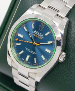 Alternative view of Rolex Milgauss, Stainless Steel, Green Sapphire Crystal, Blue Index Dial with Orange Lightning Bolt Seconds Hand, on Stainless Steel Rolex Oyster Bracelet, Ref. 114600GV, Circa: 2018, with Box, Books & Rolex Warranty Card