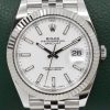 Rolex Datejust 41, in Stainless Steel, 18ct White Gold Fluted Bezel, White Index Dial, on Stainless Steel Rolex Jubilee Bracelet, Ref. 126334, Circa: 2017, Complete with Box, Books, Swing Tags & Rolex Warranty Card