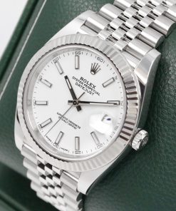 Alternative view of Rolex Datejust 41, in Stainless Steel, 18ct White Gold Fluted Bezel, White Index Dial, on Stainless Steel Rolex Jubilee Bracelet, Ref. 126334, Circa: 2017, Complete with Box, Books, Swing Tags & Rolex Warranty Card