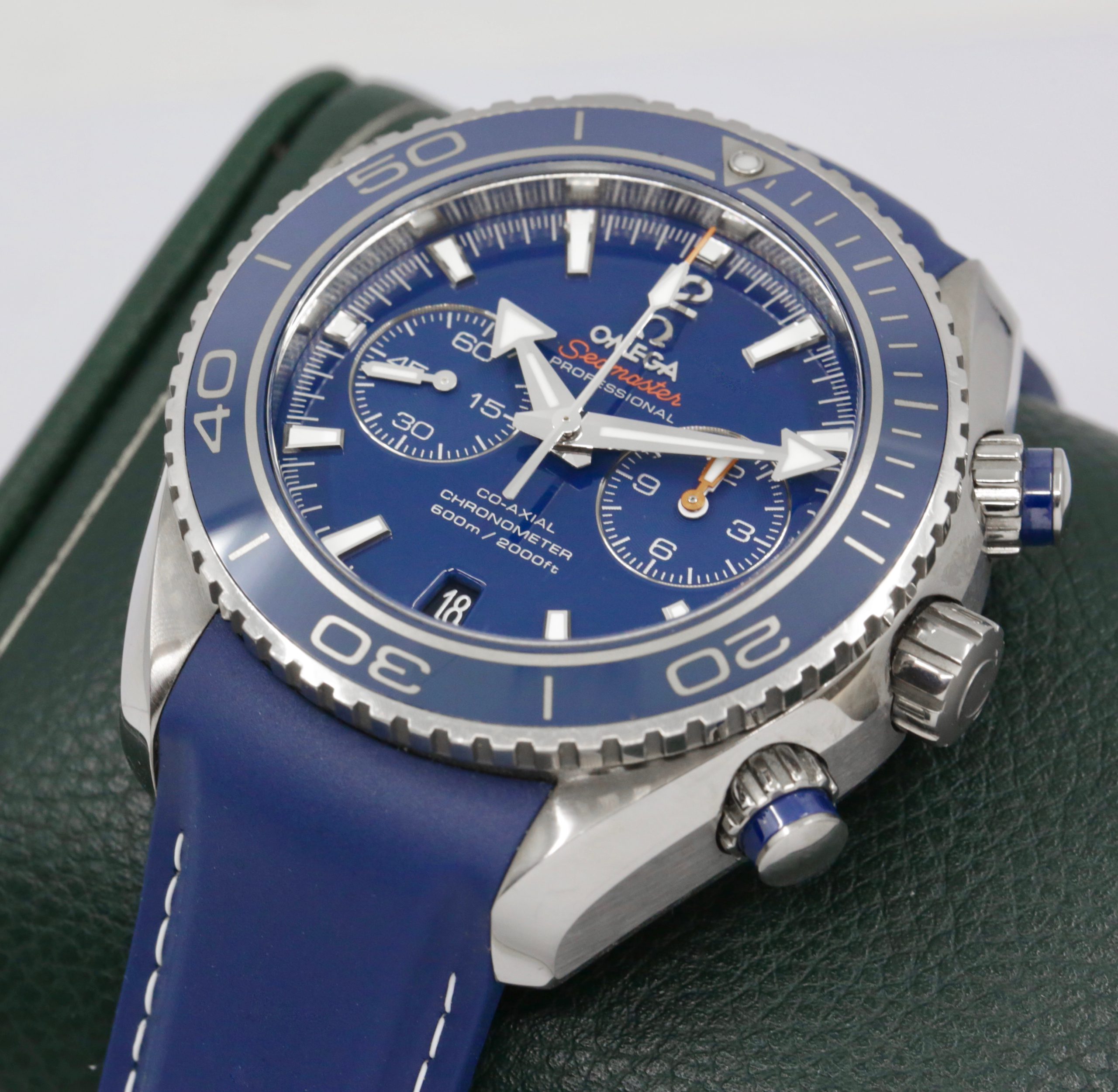 Omega Seamaster Planet Ocean 600M Chronograph, 45.5mm in Titanium, Blue Index Dial, on Blue Omega Rubber Strap with Stainless Steel Omega Deployant, Ref. 232.90.46.51.03.001, Circa: 2012, with Box, Books & Omega Warranty Cards - Image 2