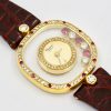 Chopard Happy Diamonds Ladies Watch, in 18ct Yellow Gold, Bezel Set with Diamonds & Rubies, 3 Floating Diamonds & 3 Rubies on Chopard Leather Strap, Ref. 5177, Circa: 2000's