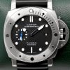 Panerai Submersible, 47mm, in Titanium, Black Index Dial, on Black Rubber Panerai Strap with Titanium Panerai Tang Buckle, Ref. PAM01305, Circa: 2017, with Box & Papers