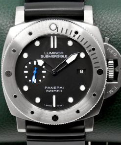 Panerai Submersible, 47mm, in Titanium, Black Index Dial, on Black Rubber Panerai Strap with Titanium Panerai Tang Buckle, Ref. PAM01305, Circa: 2017, with Box & Papers