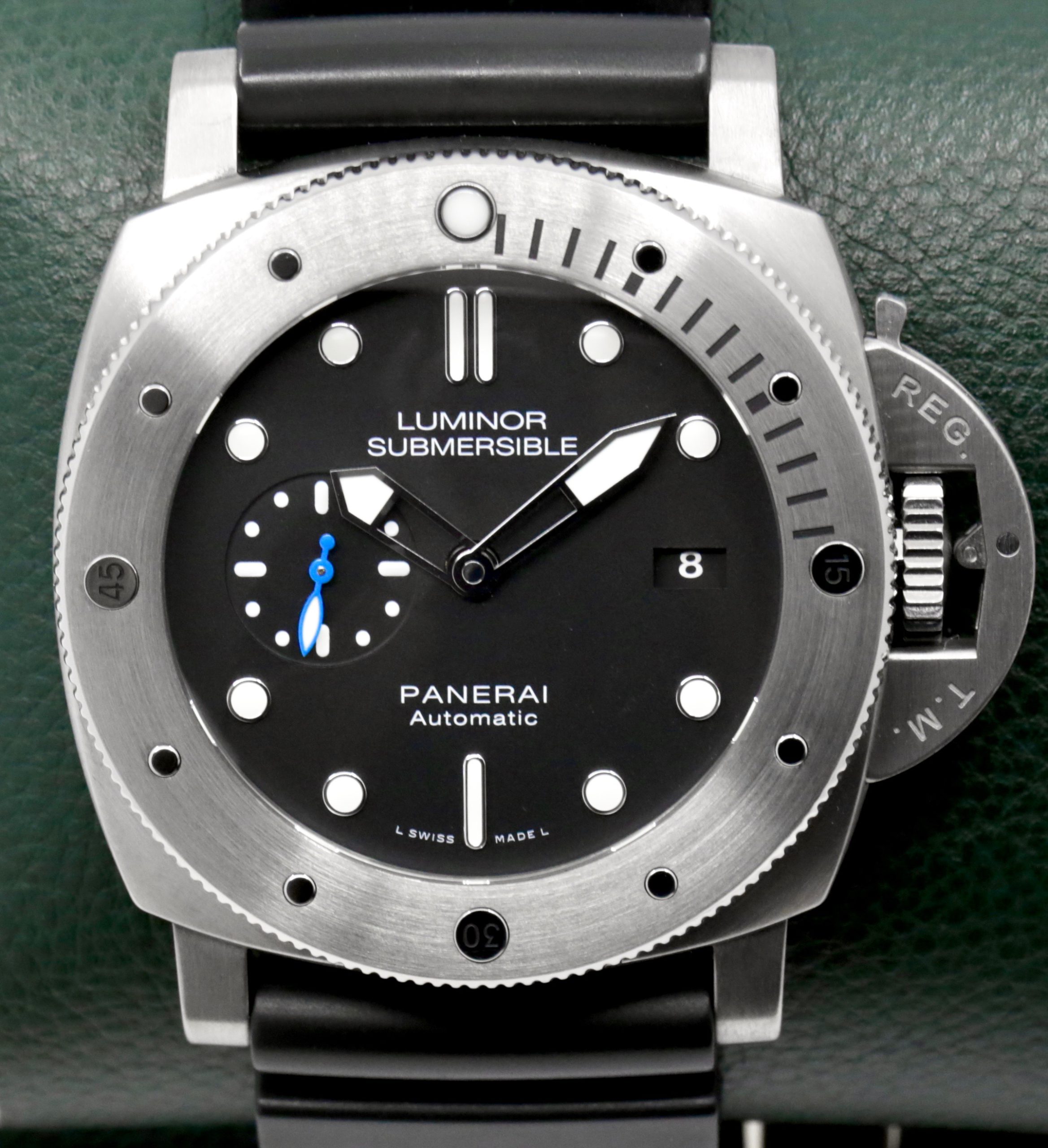 Panerai Submersible, 47mm, in Titanium, Black Index Dial, on Black Rubber Panerai Strap with Titanium Panerai Tang Buckle, Ref. PAM01305, Circa: 2017, with Box & Papers