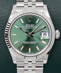 Rolex Datejust 31, Stainless Steel, Mint Green Index Dial, with 18ct White Gold Fluted Bezel, on Stainless Steel Rolex Jubilee Bracelet, Ref. 278274, Circa: 2022, Complete with Box, Books, Swing Tags, Rolex Warranty Card & Balance of 5 Year Rolex Factory Warranty
