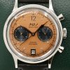 Kurono Tokyo Chronograph 1 MK. 2, in Stainless Steel, Copper Index Dial with Date, on Black Leather Strap, with Box & Papers Ca 2023