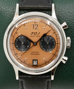 Kurono Tokyo Chronograph 1 MK. 2, in Stainless Steel, Copper Index Dial with Date, on Black Leather Strap, with Box & Papers Ca 2023