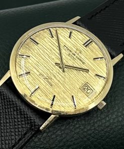 Alternative view of Eterna-Matic 3000 De Luxe gents automatic with date 18K 0.750 yellow gold case, gold bark finish dial, only $990 As Traded!!