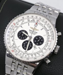 Alternative view of Breitling Navitimer Heritage in stainless steel, Panda dial, Silver with black subdials. original Breitling stainless steel bracelet. Ref: A35350 Ca. 2006