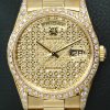 Rolex Day-Date, 18ct Yellow Gold, Pierced Factory Set 18ct Yellow Gold Pave Diamond Dial, Factory Set Diamond Bezel & Factory Set Diamonds on Lugs, on 18ct Yellow Gold Rolex President Bracelet, Ref. 18388, Circa: 1990, with Rolex Box, Rolex Service Card & Balance of 2 Year Rolex Service Warranty