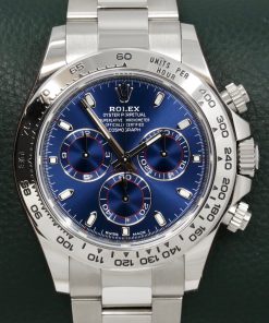 Rolex Cosmograph Daytona, in 18ct White Gold, Blue Index Dial, on 18ct White Gold Rolex Oyster Bracelet, Ref. 116509, , Circa: 2022, Complete with Box, Books, Rolex Warranty Card & Balance of 5 Year Rolex Factory Warranty