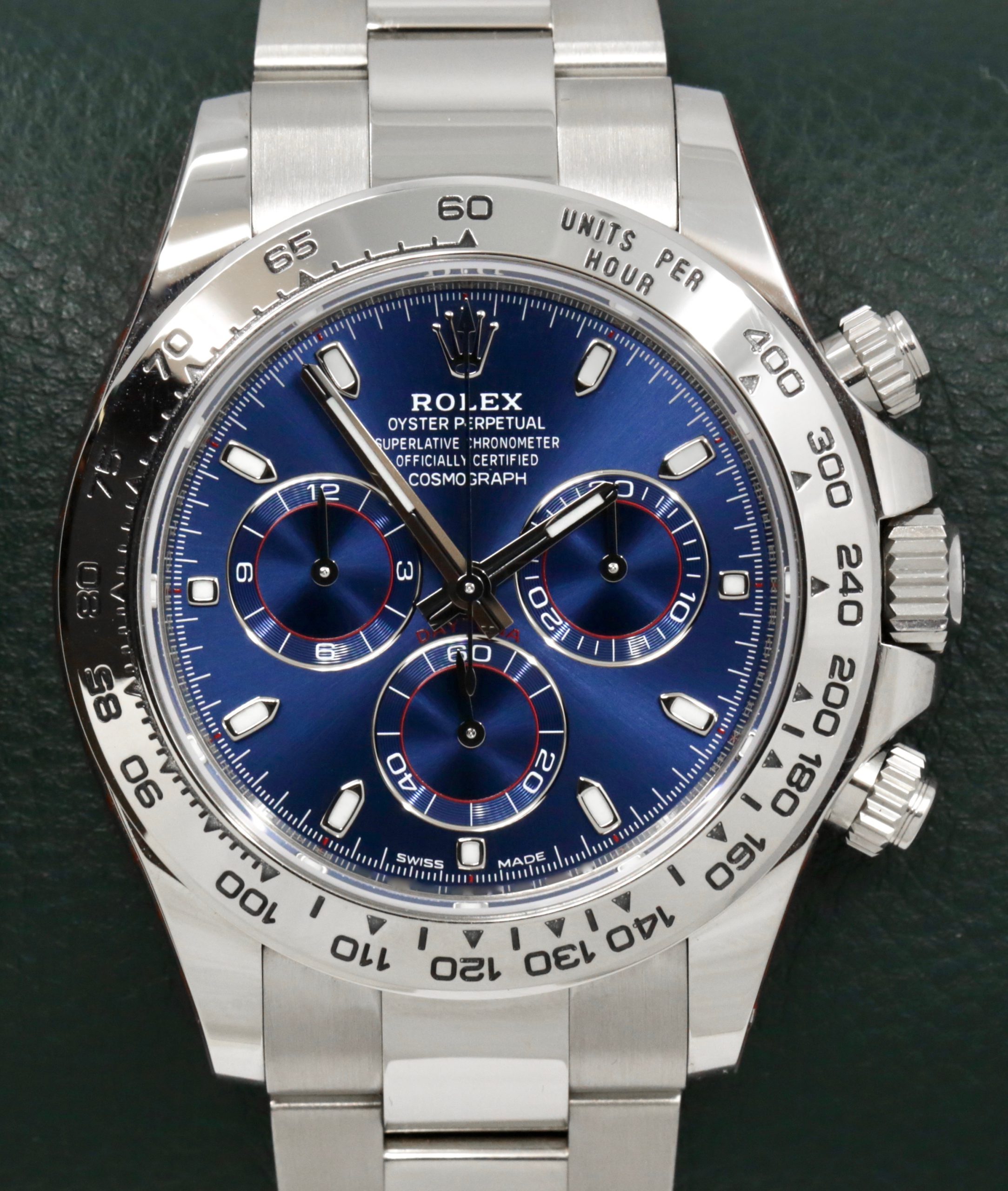 Rolex Cosmograph Daytona, in 18ct White Gold, Blue Index Dial, on 18ct White Gold Rolex Oyster Bracelet, Ref. 116509, , Circa: 2022, Complete with Box, Books, Rolex Warranty Card & Balance of 5 Year Rolex Factory Warranty