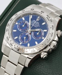 Alternative view of Rolex Cosmograph Daytona, in 18ct White Gold, Blue Index Dial, on 18ct White Gold Rolex Oyster Bracelet, Ref. 116509, , Circa: 2022, Complete with Box, Books, Rolex Warranty Card & Balance of 5 Year Rolex Factory Warranty