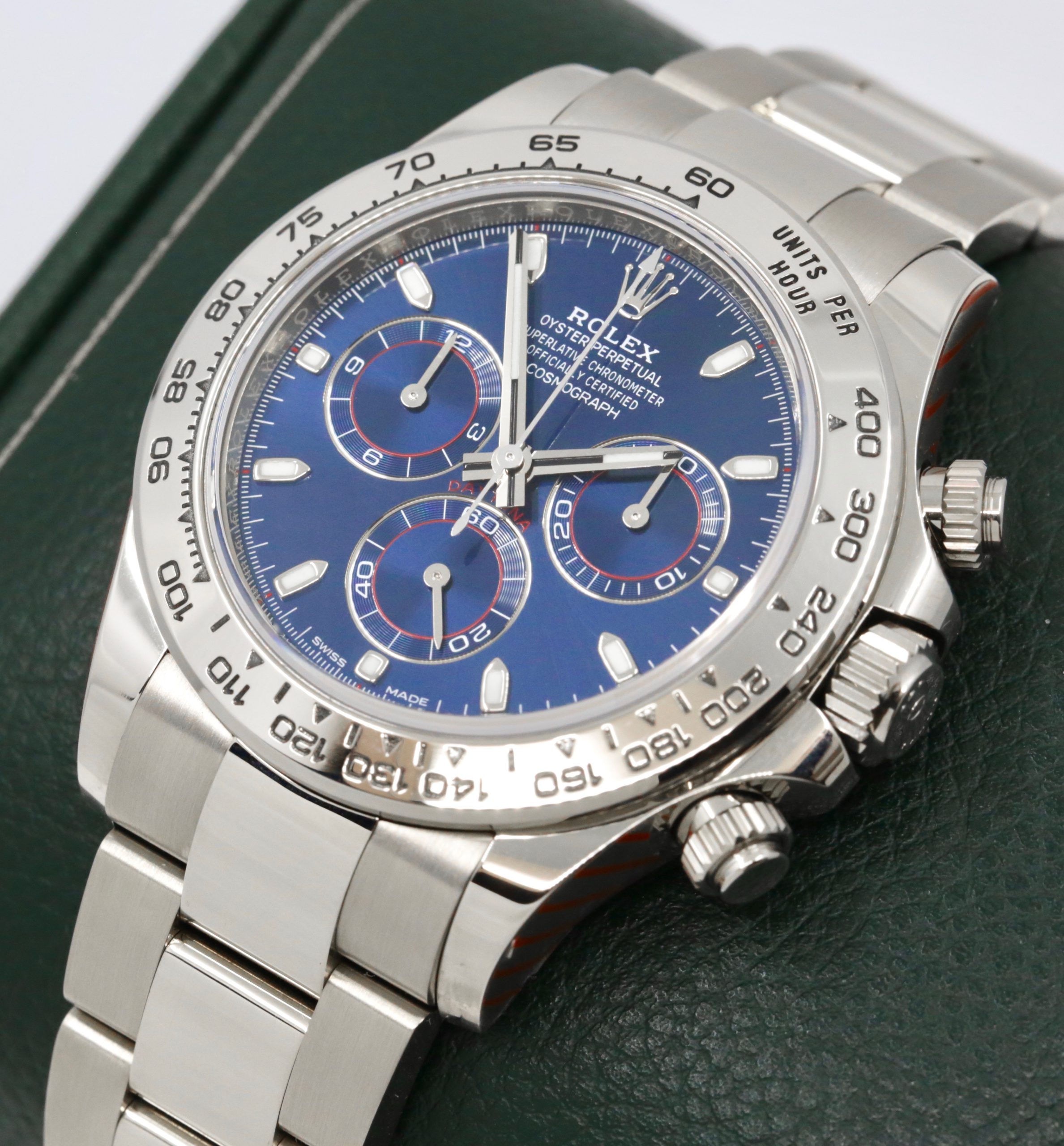 Rolex Cosmograph Daytona, in 18ct White Gold, Blue Index Dial, on 18ct White Gold Rolex Oyster Bracelet, Ref. 116509, , Circa: 2022, Complete with Box, Books, Rolex Warranty Card & Balance of 5 Year Rolex Factory Warranty - Image 2