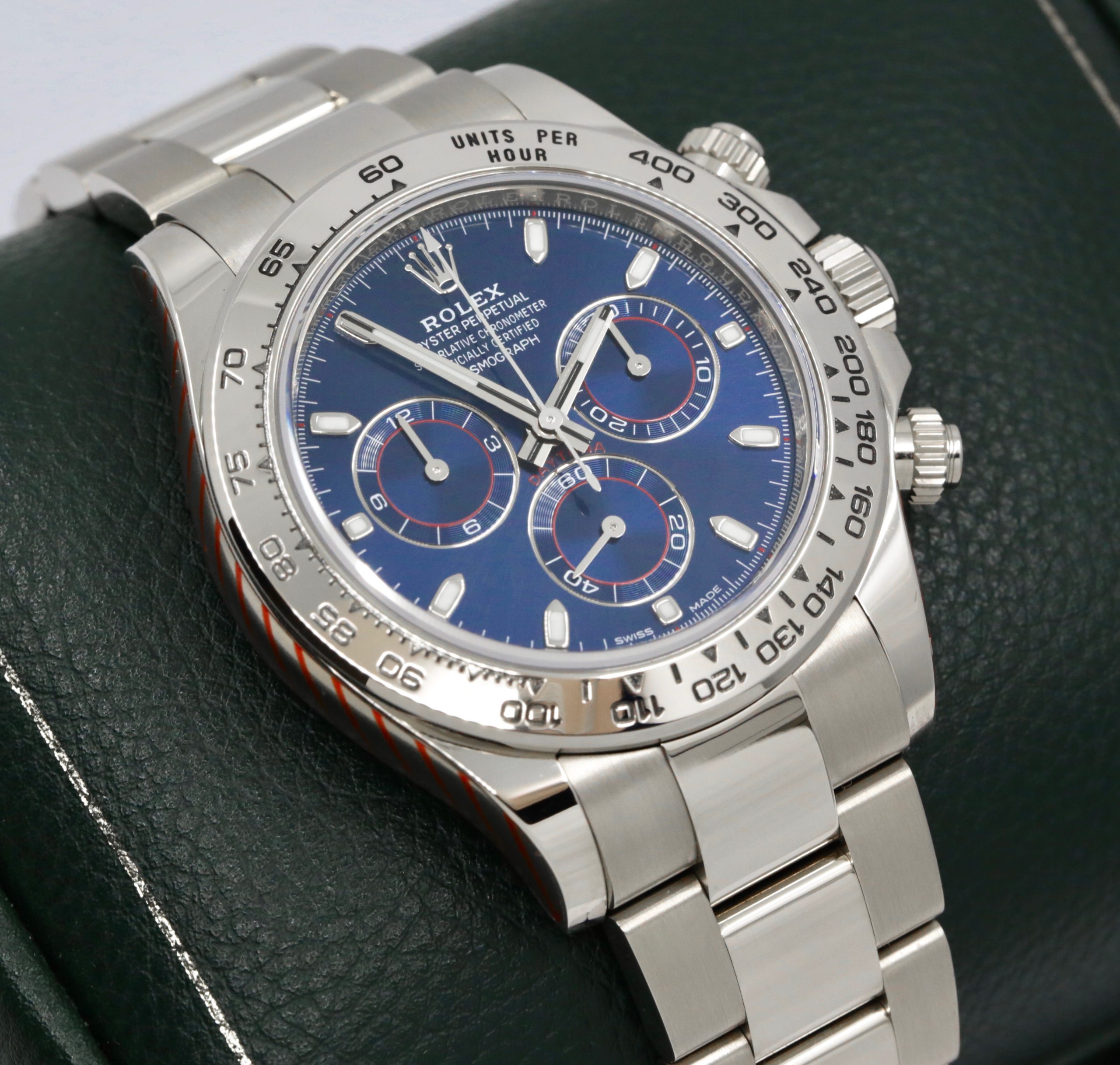 Rolex Cosmograph Daytona, in 18ct White Gold, Blue Index Dial, on 18ct White Gold Rolex Oyster Bracelet, Ref. 116509, , Circa: 2022, Complete with Box, Books, Rolex Warranty Card & Balance of 5 Year Rolex Factory Warranty - Image 3