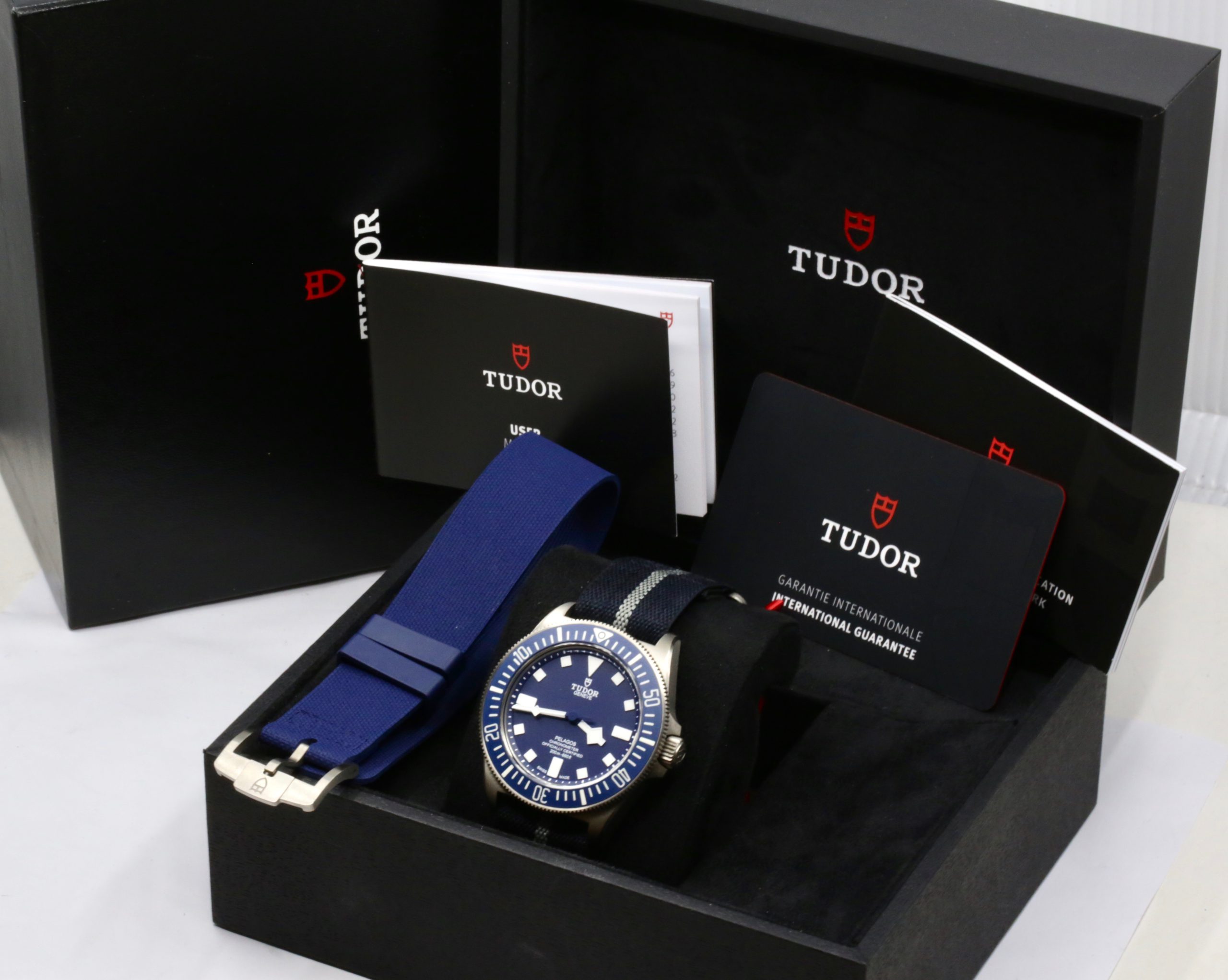 Tudor Pelagos FXD, in Titanium, Blue Index Dial, Blue Ceramic Bezel, on Tudor Fabric Strap, Ref. 25707B, Circa: 2022, with Box, Books, Tudor Warranty Card & Balance of 5 Year Tudor Factory Warranty - ON SALE $4,850!! - Image 6