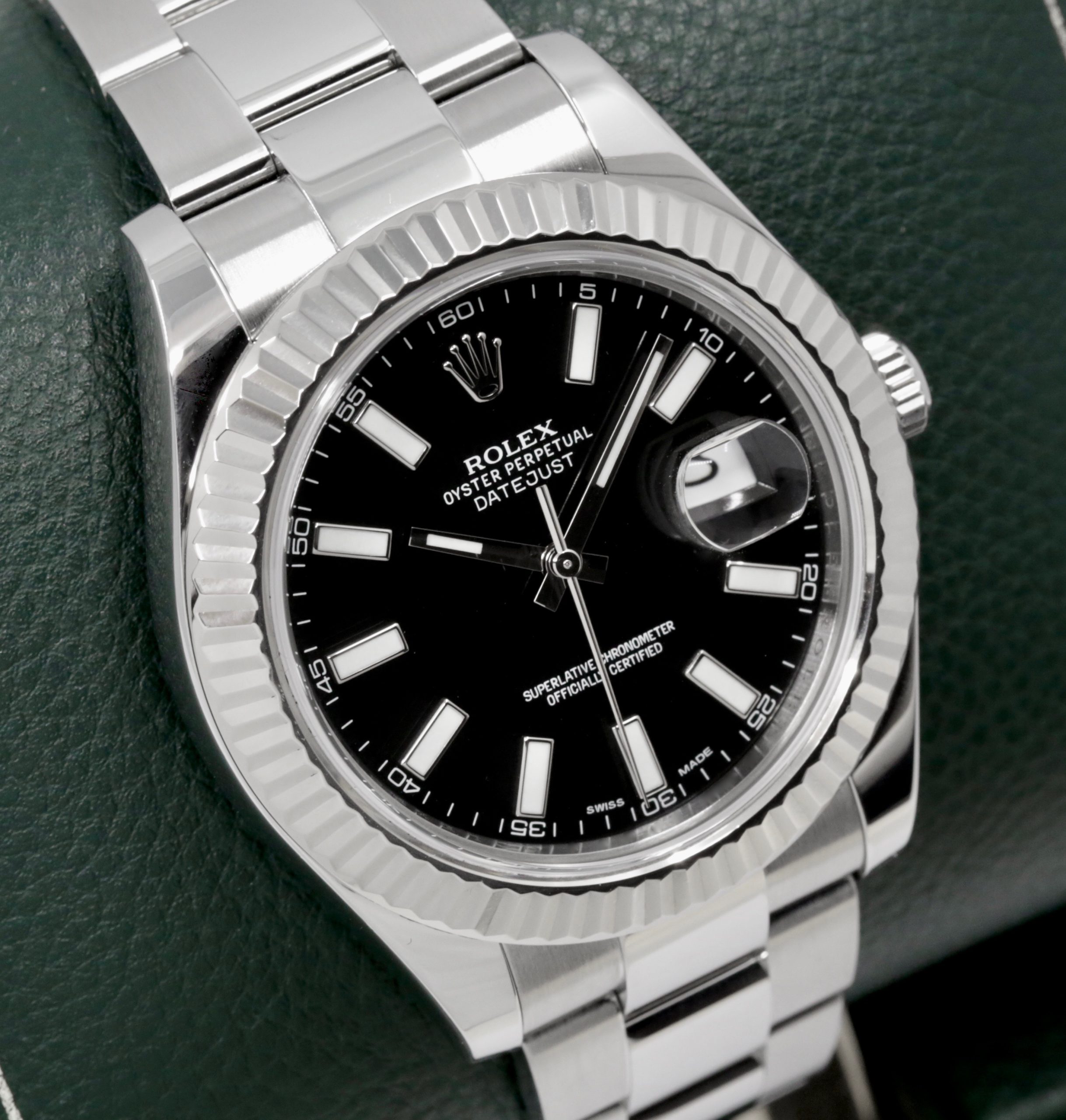 Rolex Oyster Perpetual Datejust II, 41mm, Stainless Steel, 18ct White Gold Fluted Bezel, Black Index Dial, on Stainless Steel Rolex Oyster Bracelet, Ref. 116334, Circa: 2013, with Box, Books, Swing Tags & Rolex Warranty Card - Image 3