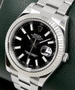 Alternative view of Rolex Oyster Perpetual Datejust II, 41mm, Stainless Steel, 18ct White Gold Fluted Bezel, Black Index Dial, on Stainless Steel Rolex Oyster Bracelet, Ref. 116334, Circa: 2013, with Box, Books, Swing Tags & Rolex Warranty Card