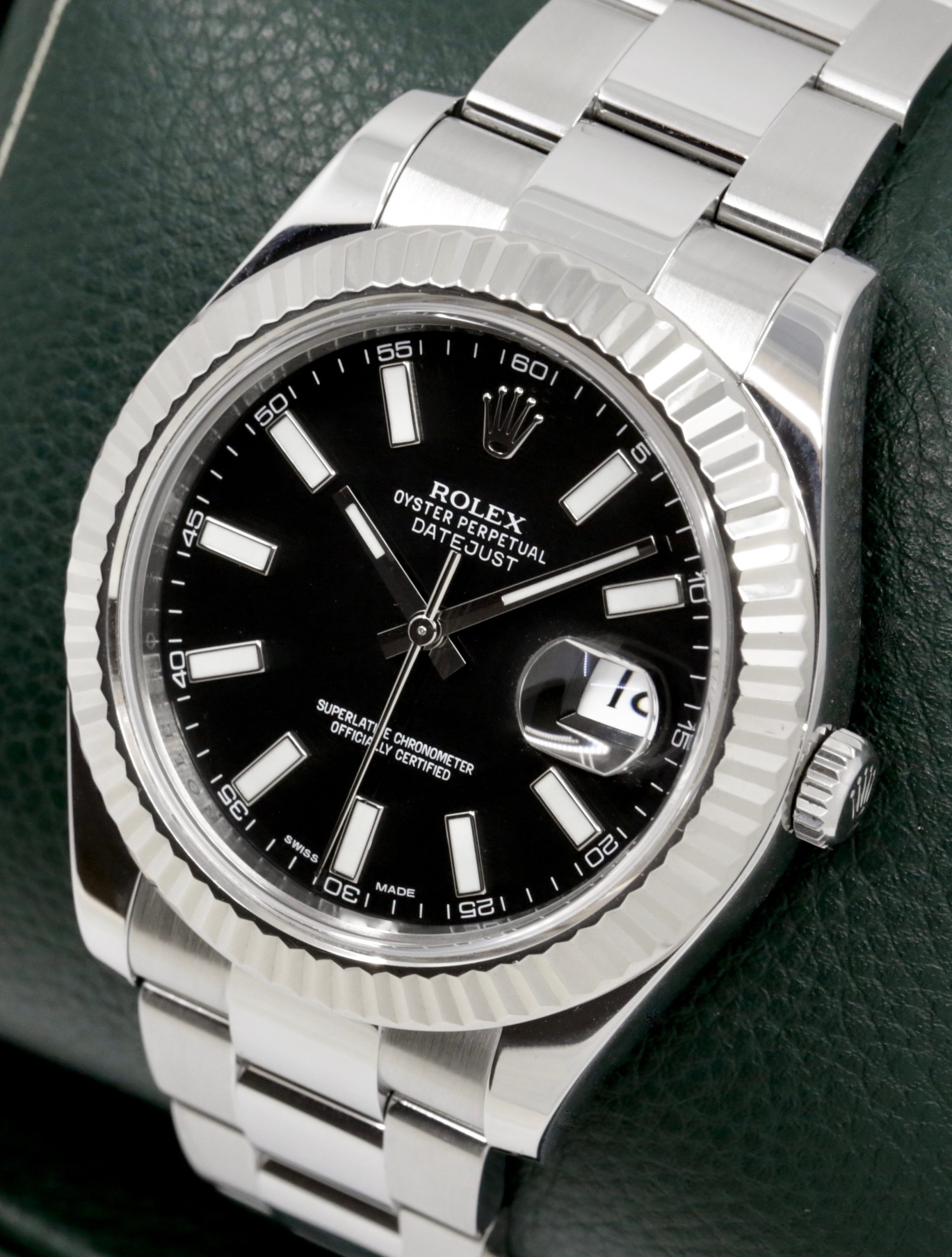 Rolex Oyster Perpetual Datejust II, 41mm, Stainless Steel, 18ct White Gold Fluted Bezel, Black Index Dial, on Stainless Steel Rolex Oyster Bracelet, Ref. 116334, Circa: 2013, with Box, Books, Swing Tags & Rolex Warranty Card - Image 2