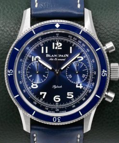 Blancpain Air Command Flyback Chronograph, in Titanium, Blue Ceramic Bezel, Blue Arab Dial, on Blue Blancpain Leather Strap with Titanium Blancpain Tang Buckle, Ref. AC0212B4063A, Circa: 2021, with Box, Books & Blancpain Warranty Card