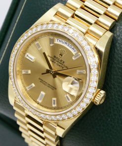 Alternative view of Rolex Day-Date 40, 18ct Yellow Gold, Factory Set Champagne Baguette Diamond Dial & Factory Set Diamond Bezel, on 18ct Yellow Gold Rolex President Bracelet, Ref. 228348RBR, Circa: 2019, Complete with Box, Books, Swing Tags & Rolex Warranty Card