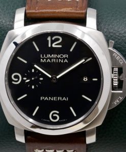Panerai Luminor Marina 1950 3 Day Automatic in Stainless Steel, Black Matte Dial on a Leather Strap, Ref. PAM00312, Circa: 2010 Box and Papers