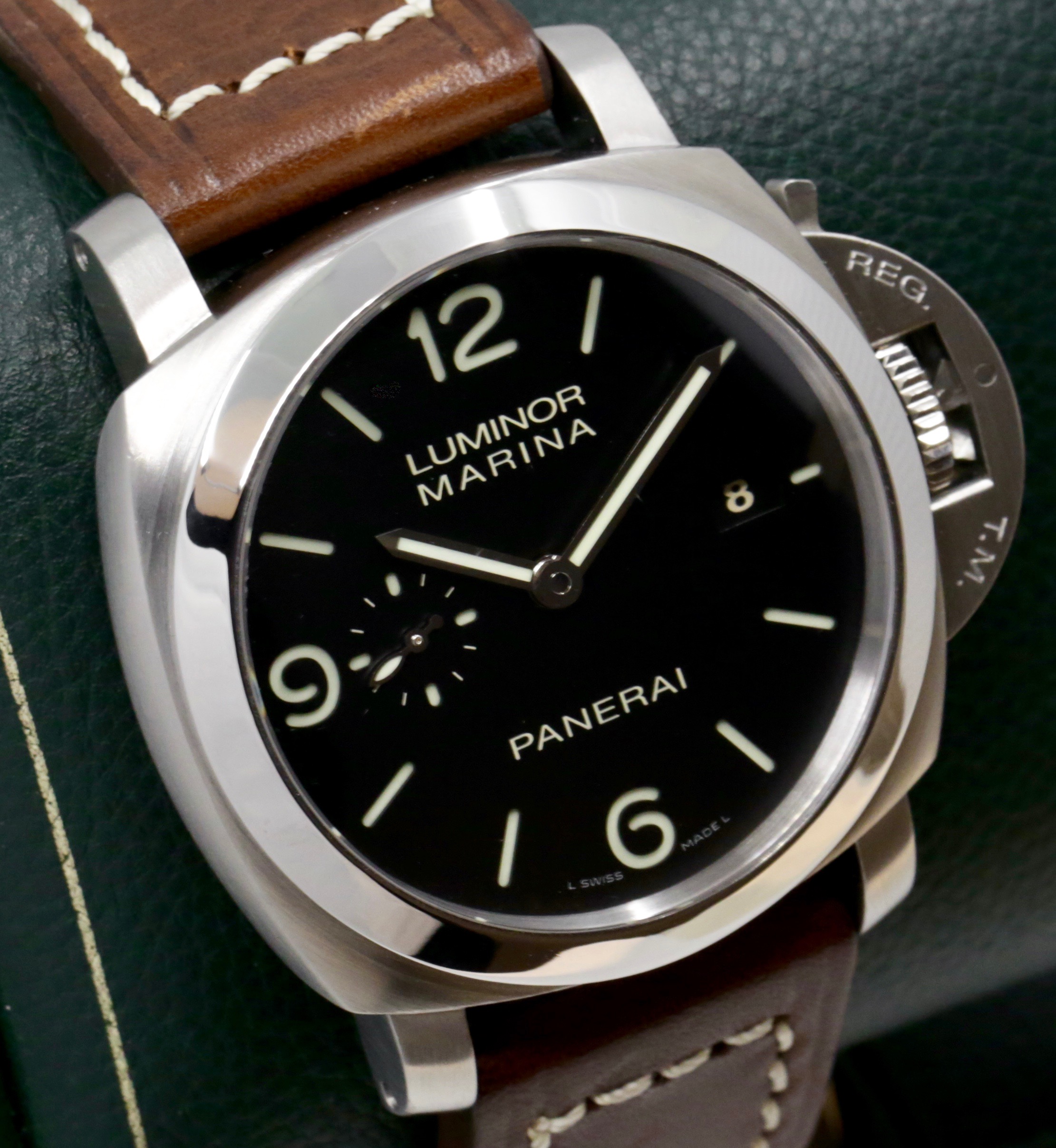 Panerai Luminor Marina 1950 3 Day Automatic in Stainless Steel, Black Matte Dial on a Leather Strap, Ref. PAM00312, Circa: 2010 Box and Papers - Image 3