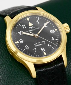 RARE!! IWC Pilots Watch Mark XII in 18ct Yellow Gold,  Black Dial with Date, "Die Fliegeruhr Automatik" on Caseback, on Black IWC Leather Strap with IWC Tang Buckle, Ref.IW3421, Circa: 1994