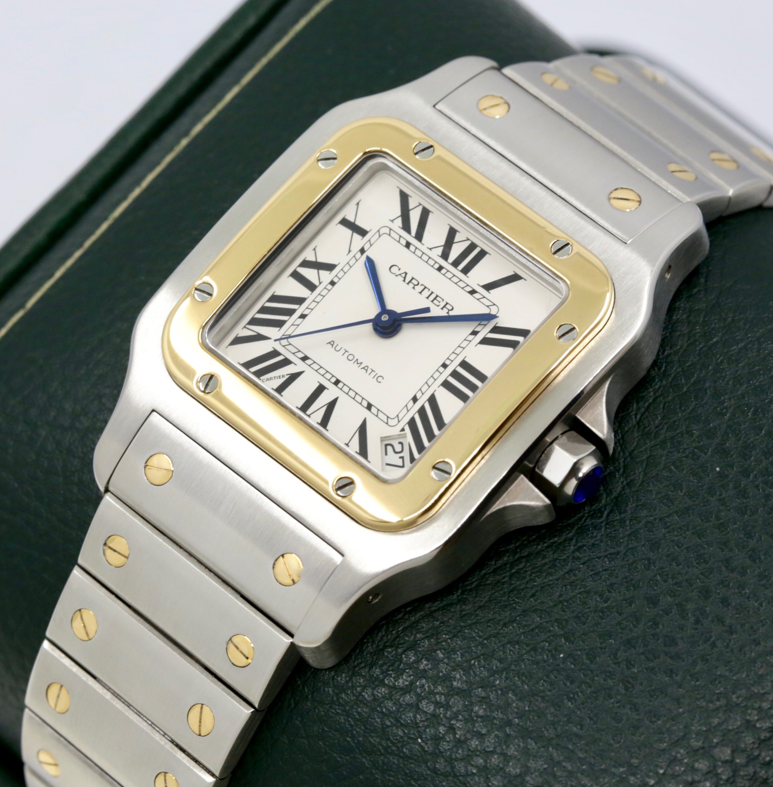 Cartier Santos Galbée, Stainless Steel & 18ct Yellow Gold, Silver Roman Dial, on Stainless Steel & 18ct Yellow Gold Cartier Bracelet, Ref. 2823 Reduced !! - Image 2