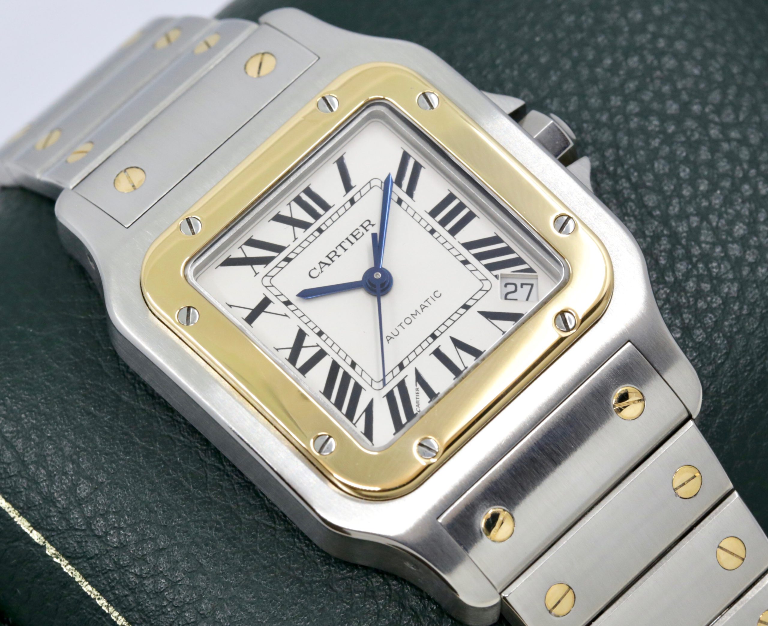 Cartier Santos Galbée, Stainless Steel & 18ct Yellow Gold, Silver Roman Dial, on Stainless Steel & 18ct Yellow Gold Cartier Bracelet, Ref. 2823 Reduced !! - Image 3