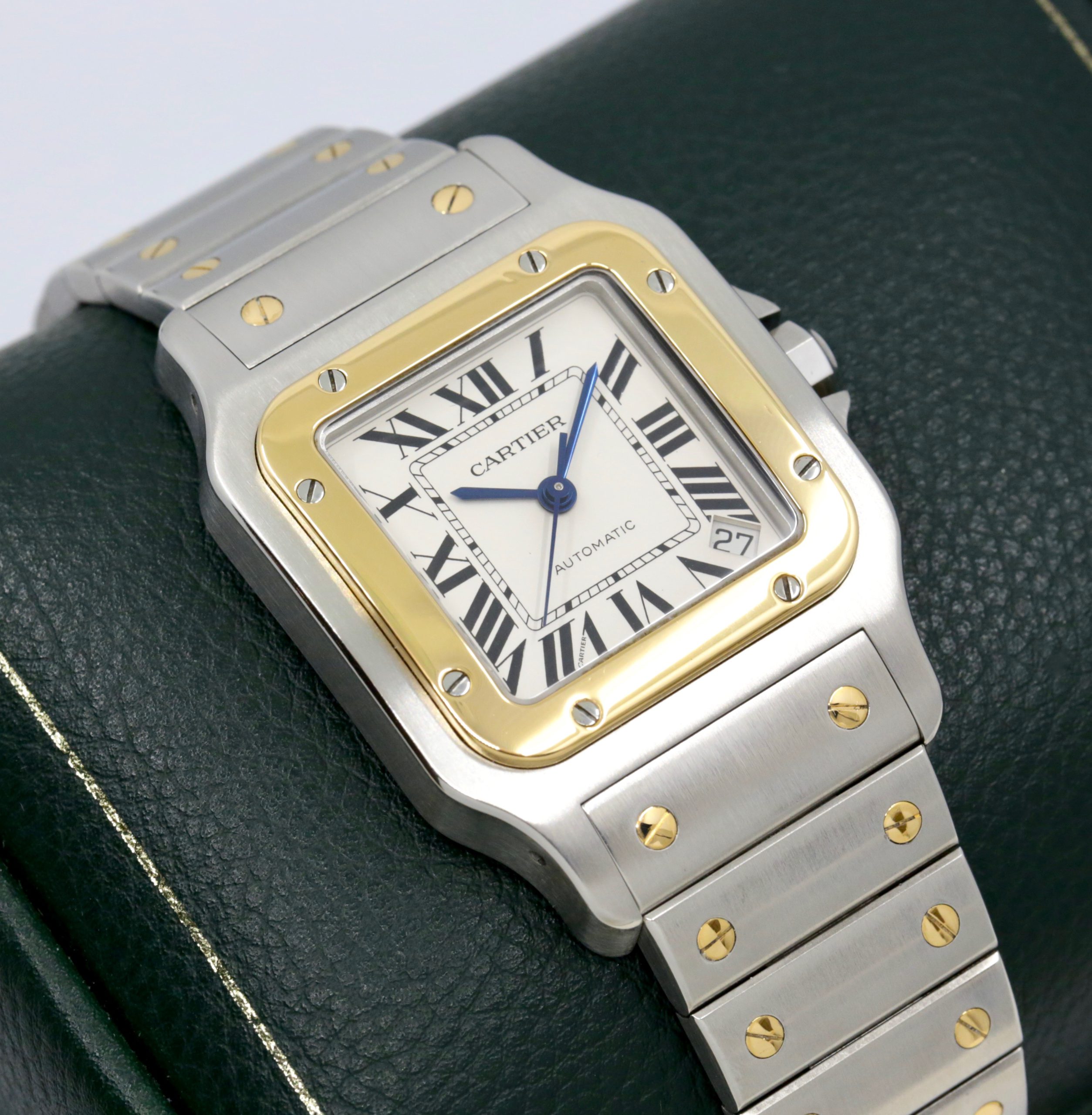 Cartier Santos Galbée, Stainless Steel & 18ct Yellow Gold, Silver Roman Dial, on Stainless Steel & 18ct Yellow Gold Cartier Bracelet, Ref. 2823 Reduced !! - Image 4
