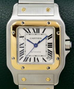 Cartier Santos Galbée, Stainless Steel & 18ct Yellow Gold, Silver Roman Dial, on Stainless Steel & 18ct Yellow Gold Cartier Bracelet, Ref. 2823 Reduced !!