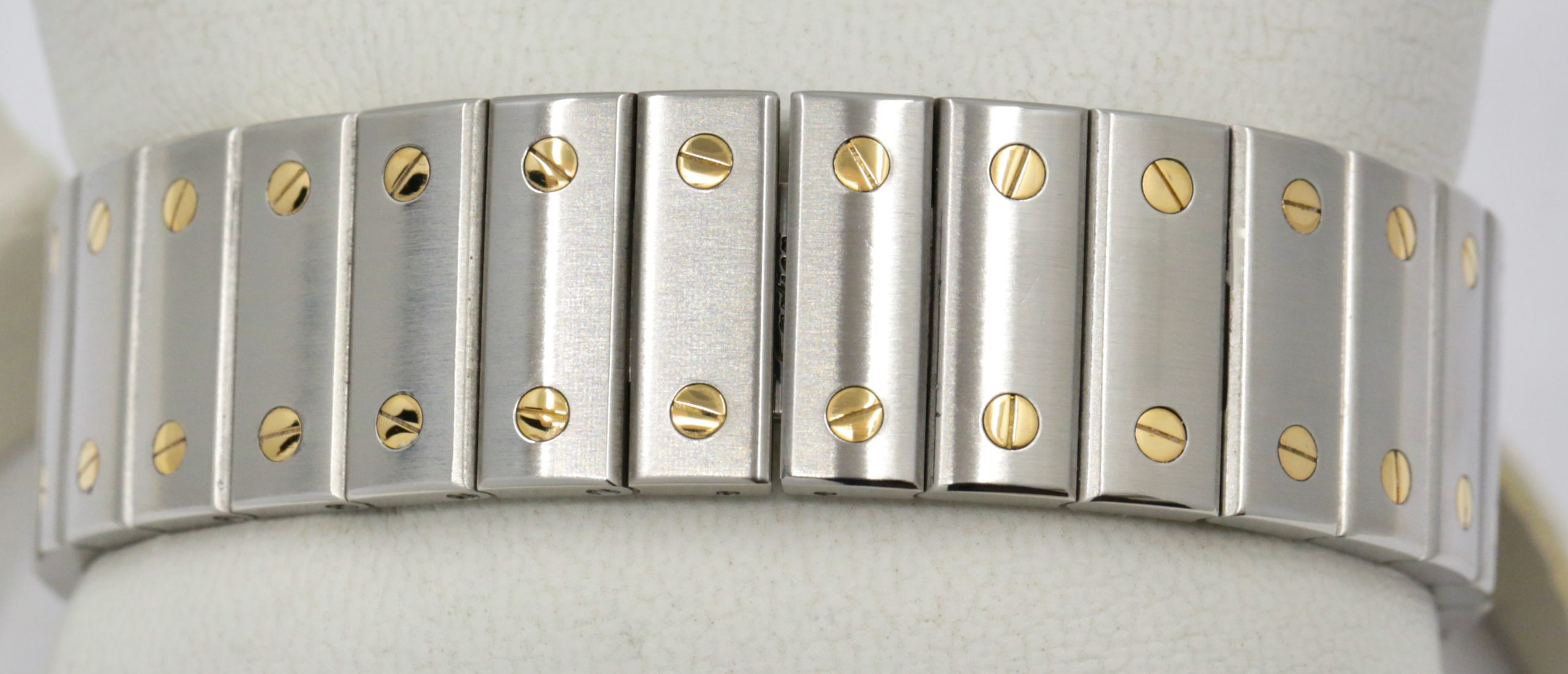 Cartier Santos Galbée, Stainless Steel & 18ct Yellow Gold, Silver Roman Dial, on Stainless Steel & 18ct Yellow Gold Cartier Bracelet, Ref. 2823 Reduced !! - Image 6