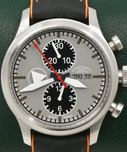 Muhle Glashutte Terranaut 1 in Stainless Steel,  Matt Gray dial with Black subdials, Orange & Black Strap with Tang buckle.  Ref: M1.37.05.LB,  Ca. 2013  Box, book and Warranty card