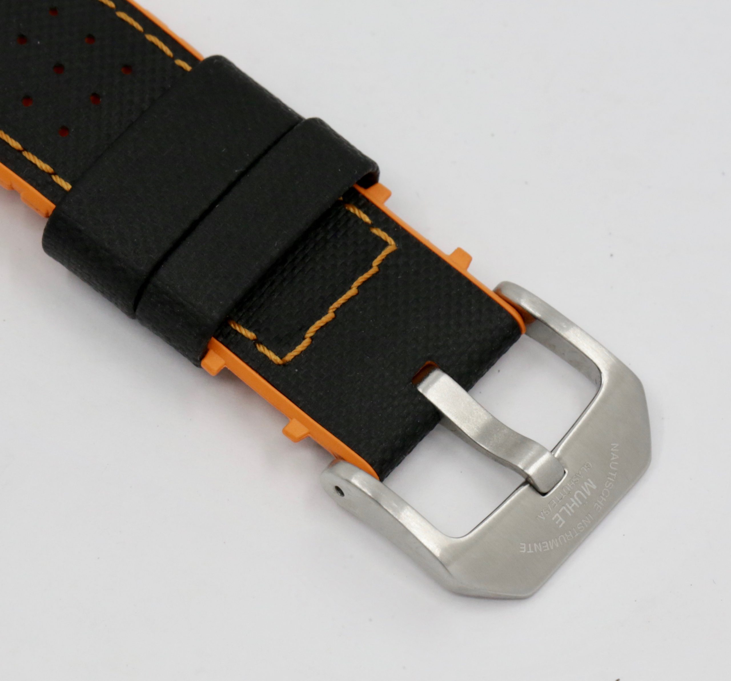 Muhle Glashutte Terranaut 1 in Stainless Steel, Matt Gray dial with Black subdials, Orange & Black Strap with Tang buckle. Ref: M1.37.05.LB, Ca. 2013 Box, book and Warranty card - Image 5