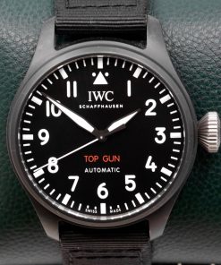 IWC Schaffhausen Big Pilot 43 "Top Gun"  in Black Ceramic, Black Arab Dial on Black IWC Strap with an IWC Deployant, Ref. IW329801, Circa: 2022, Complete with Box, Books, IWC Warranty Card & Balance of 8 Year IWC Extended Factory Warranty