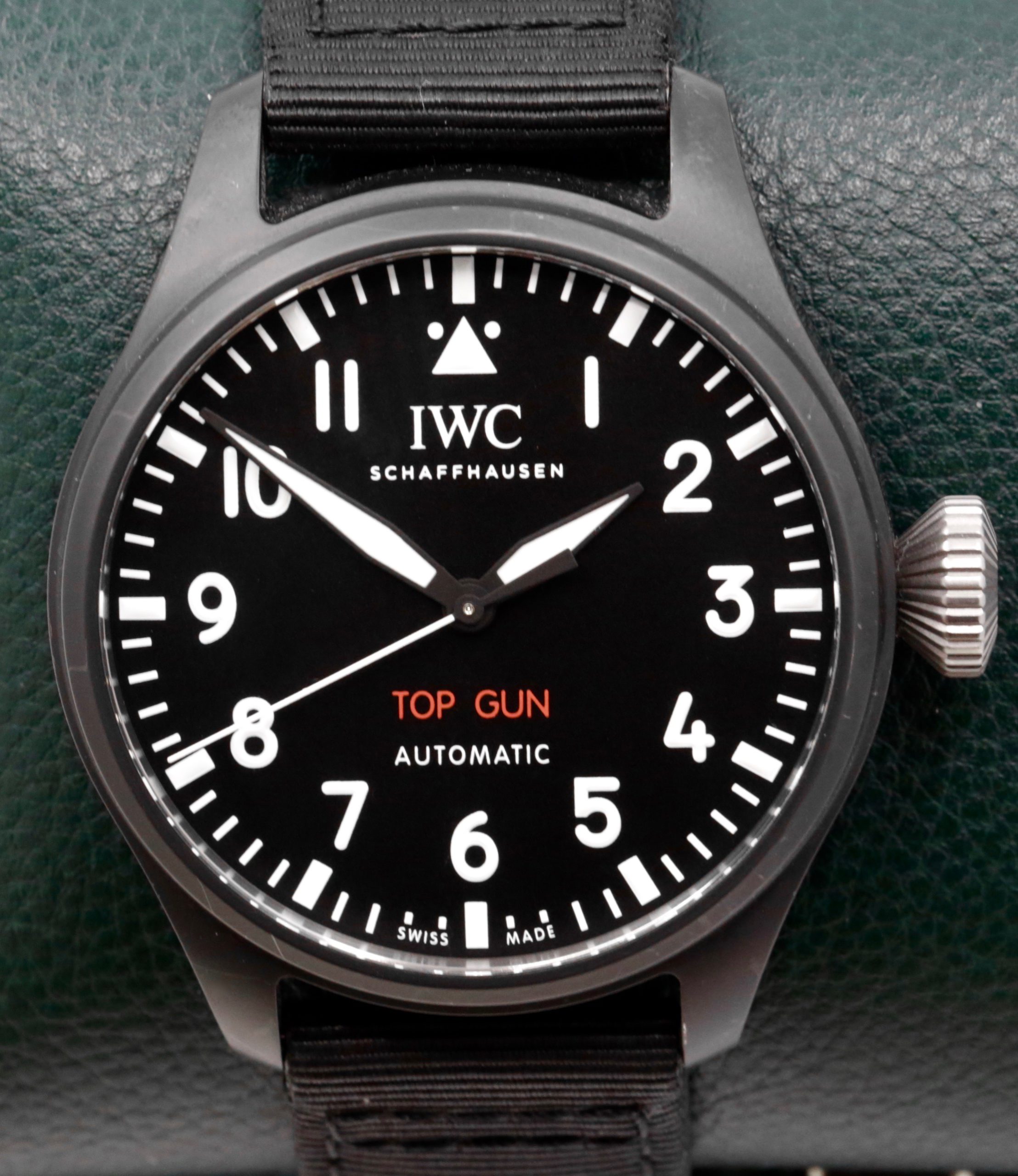 IWC Schaffhausen Big Pilot 43 "Top Gun" in Black Ceramic, Black Arab Dial on Black IWC Strap with an IWC Deployant, Ref. IW329801, Circa: 2022, Complete with Box, Books, IWC Warranty Card & Balance of 8 Year IWC Extended Factory Warranty