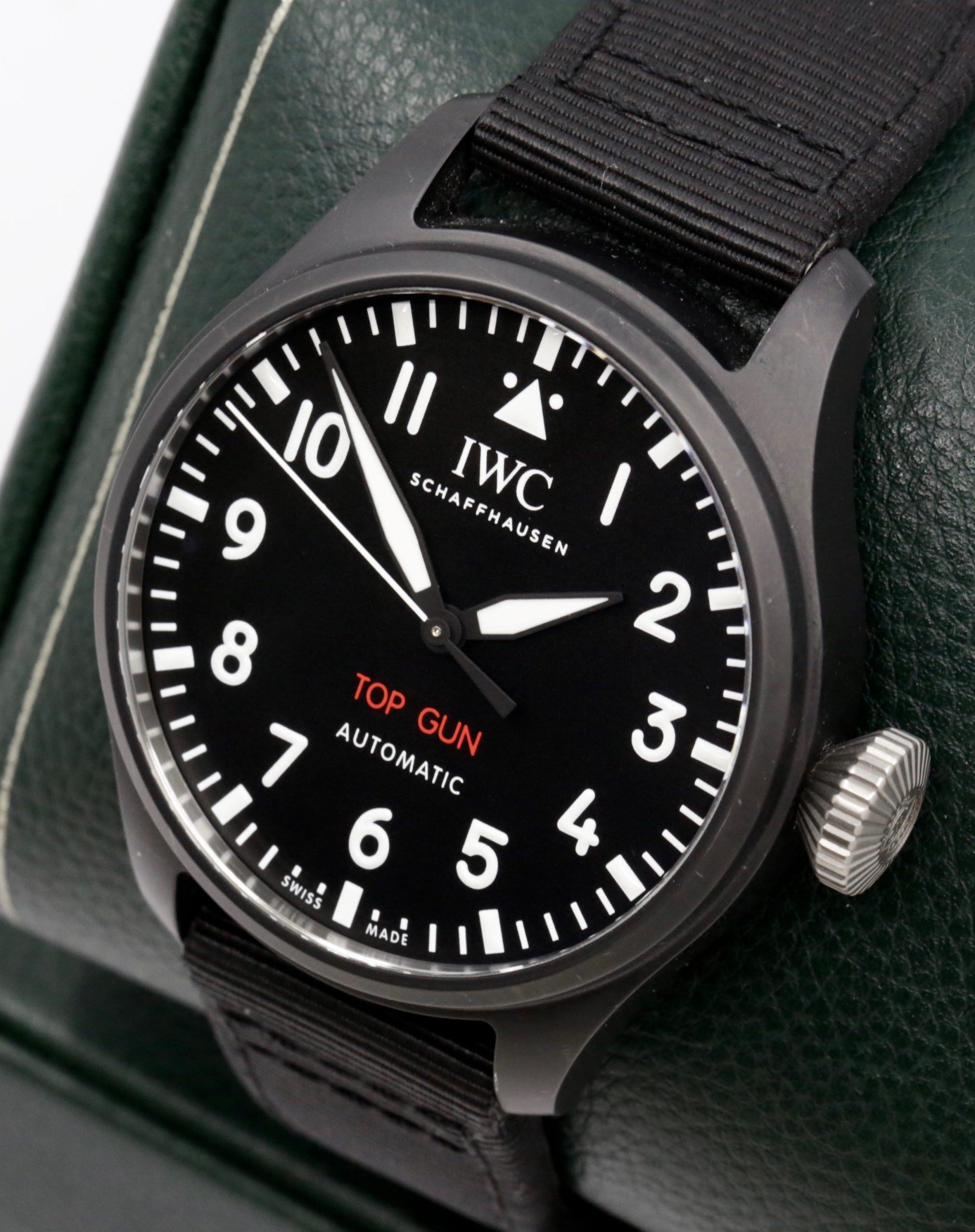 IWC Schaffhausen Big Pilot 43 "Top Gun" in Black Ceramic, Black Arab Dial on Black IWC Strap with an IWC Deployant, Ref. IW329801, Circa: 2022, Complete with Box, Books, IWC Warranty Card & Balance of 8 Year IWC Extended Factory Warranty - Image 4
