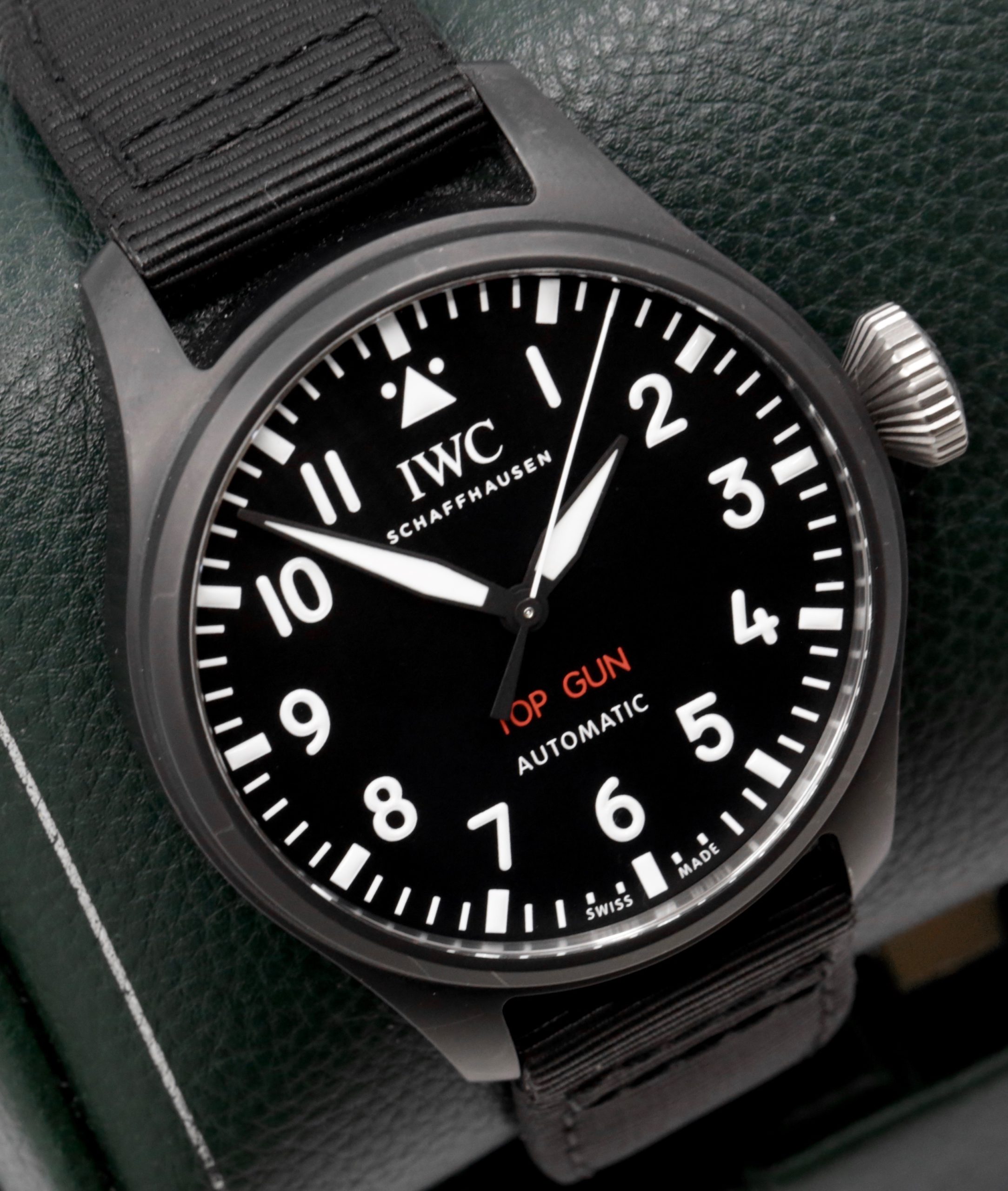 IWC Schaffhausen Big Pilot 43 "Top Gun" in Black Ceramic, Black Arab Dial on Black IWC Strap with an IWC Deployant, Ref. IW329801, Circa: 2022, Complete with Box, Books, IWC Warranty Card & Balance of 8 Year IWC Extended Factory Warranty - Image 3