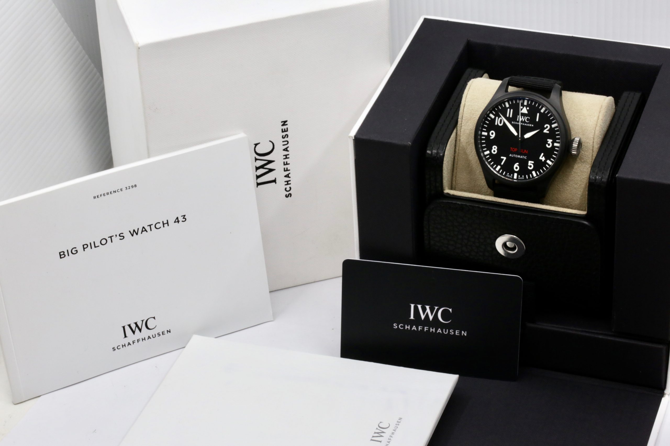 IWC Schaffhausen Big Pilot 43 "Top Gun" in Black Ceramic, Black Arab Dial on Black IWC Strap with an IWC Deployant, Ref. IW329801, Circa: 2022, Complete with Box, Books, IWC Warranty Card & Balance of 8 Year IWC Extended Factory Warranty - Image 7