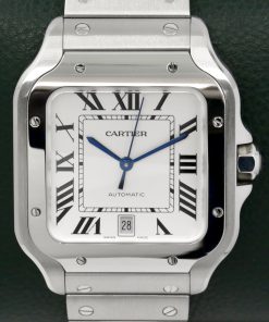 Alternative view of Cartier Santos de Cartier Watch, Large Model, Stainless Steel, Silver Roman Dial, on Stainless Steel Cartier Bracelet, Ref. WSSA0018, Circa: 2023, Complete with Box, Papers & Balance of 2 Year Cartier Factory Warranty
